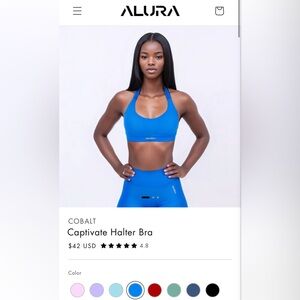 ALURA Captivate Halter‎ Bra in Cobalt Large NWOT